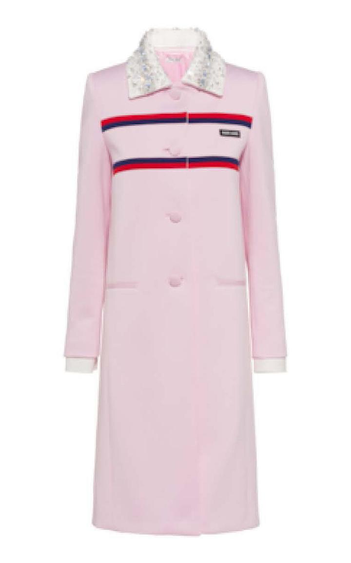 Moda Operandi Miu Miu Striped-trim Fleece Coat