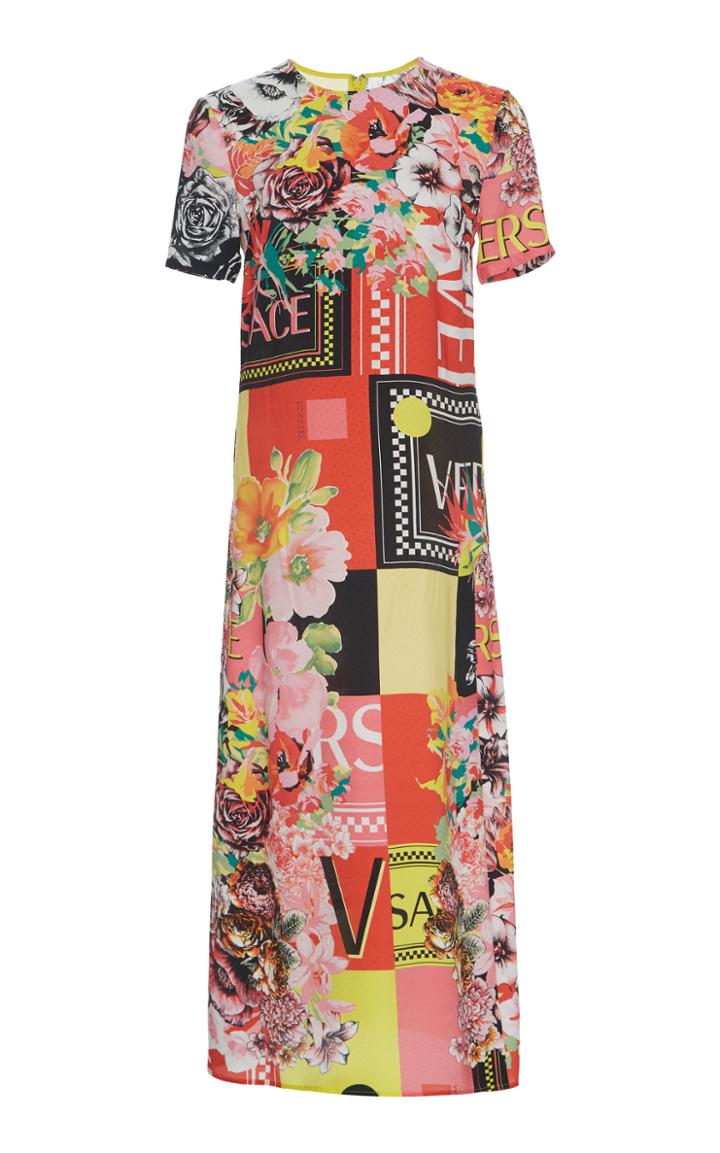 Versace Printed Silk Jacquard Midi Dress