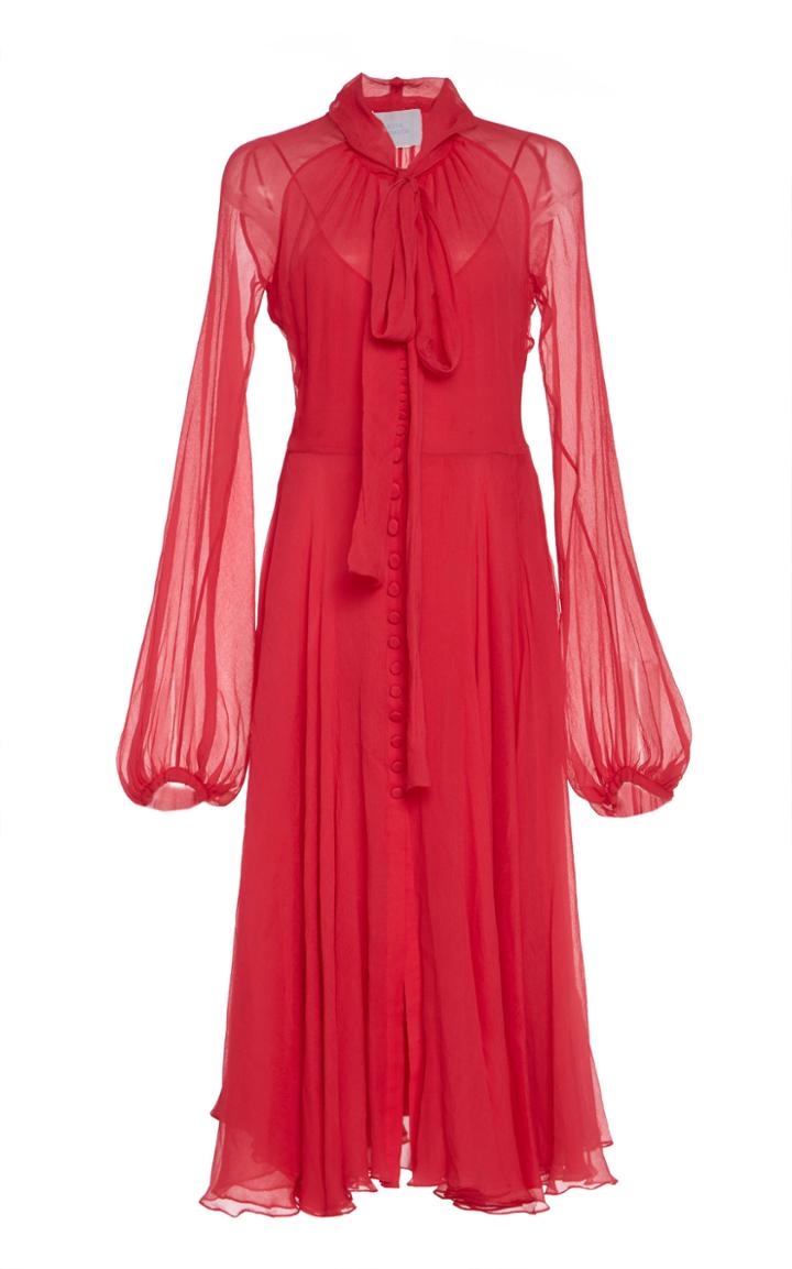 Luisa Beccaria Scarf Neck Midi Dress