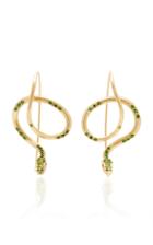 Annette Ferdinandsen M'o Exclusive: Tsavorite Pavd Serpent Earring With Ruby Eyes