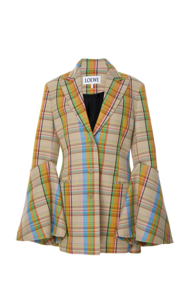 Loewe Ruffle Cuff Check Jacket