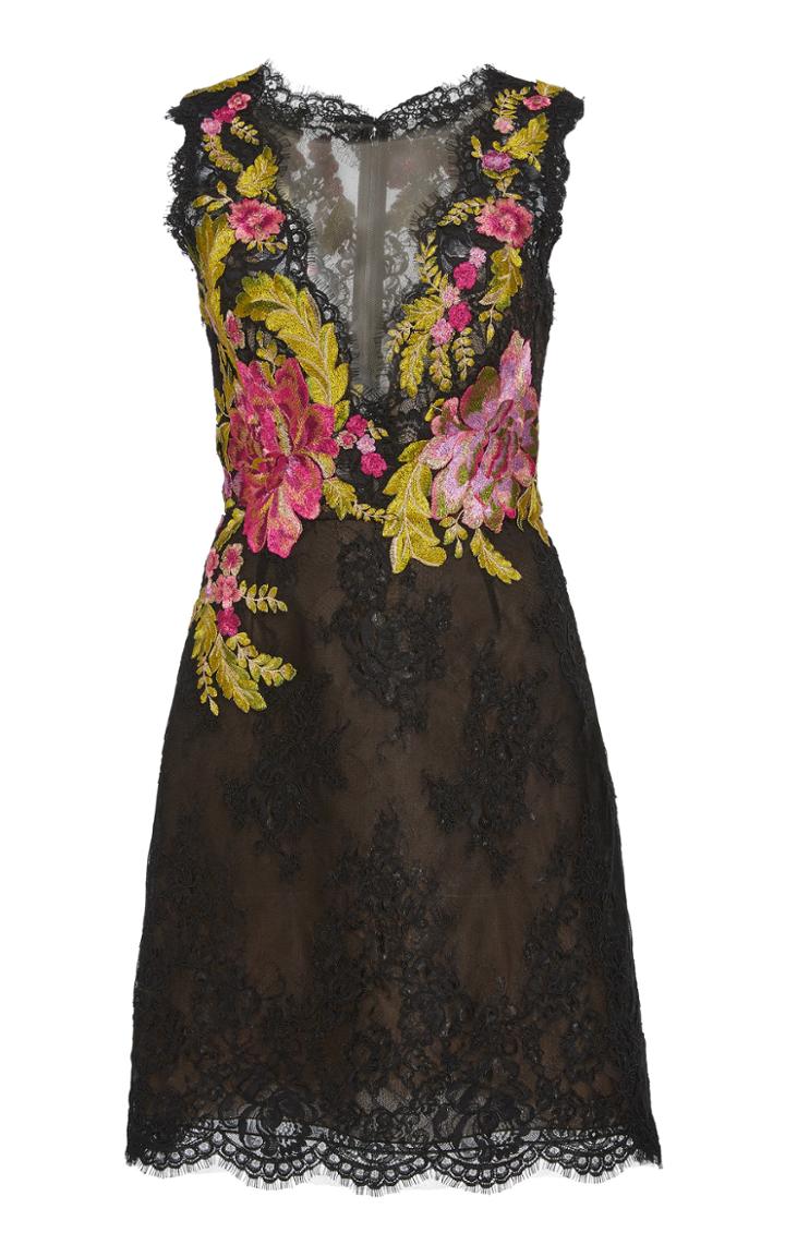 Marchesa Mini Embroidered Lace Dress