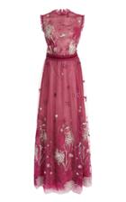 Moda Operandi Costarellos Ruby Noir Storytelling Lace-trimmed Embroidered-tulle Gown