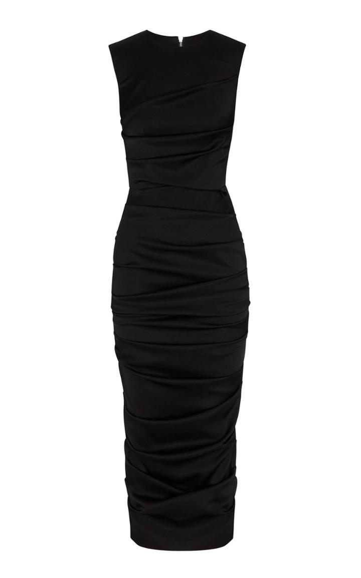 Alex Perry Damon Ruched Satin Sleeveless Dress