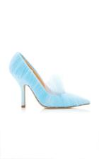 Moda Operandi Midnight 00 Ruched Leather Tulle Pumps Size: 36