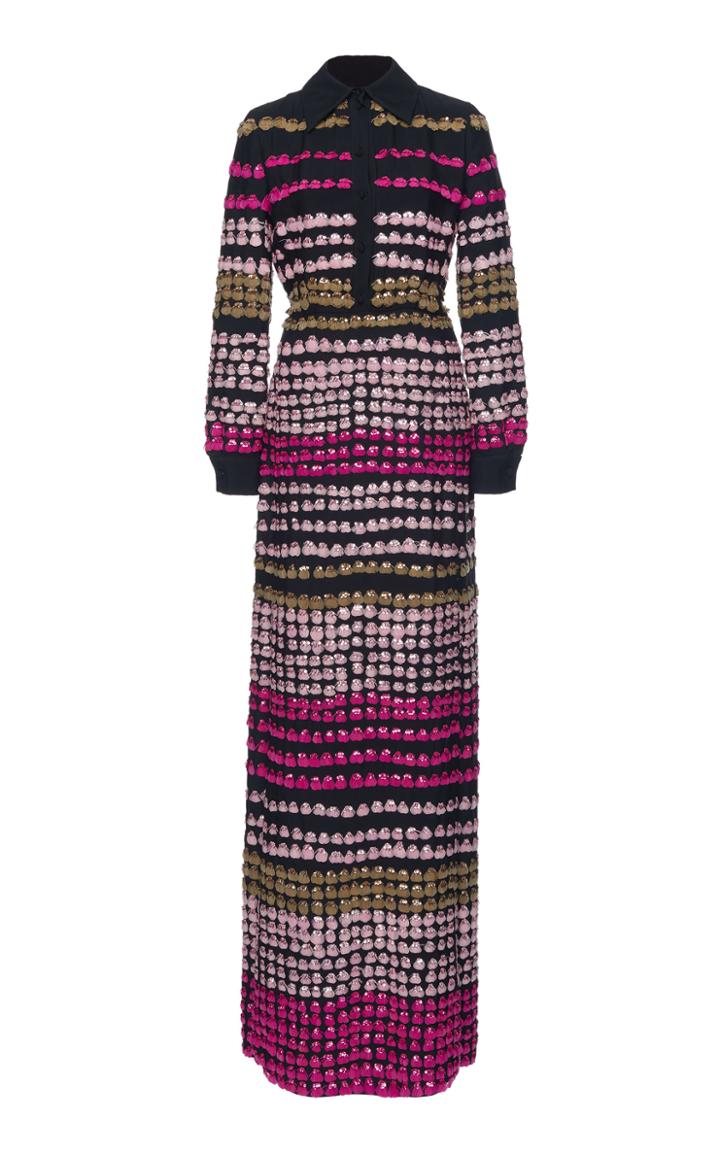 Valentino Embellished Button Down Maxi Dress