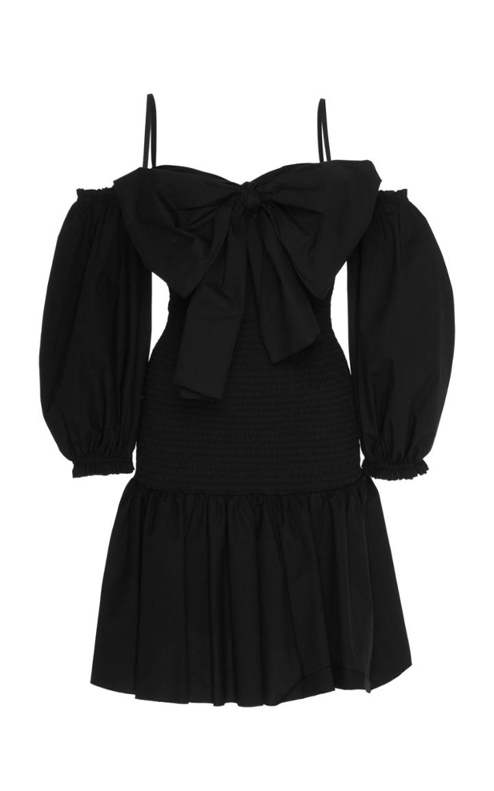 Moda Operandi Red Valentino Bow-detailed Off-the-shoulder Taffeta Mini Dress Size: 3