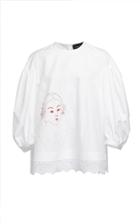 Simone Rocha Dropped Sleeve Lady Embroidered Cotton Blouse