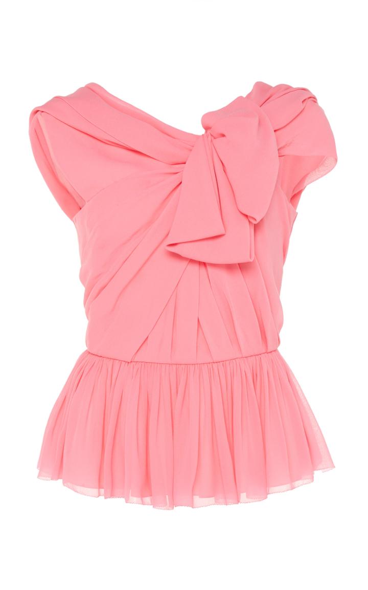 Delpozo Draped Georgette Peplum Top