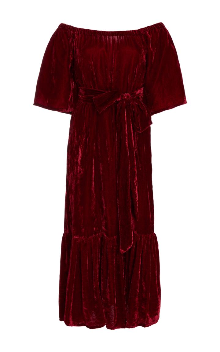 Rhode Resort Jay Velvet Off The Shoulder Dress