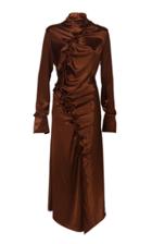 Moda Operandi Dodo Bar Or Cate Gathered Satin Midi Shirt Dress