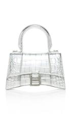 Balenciaga Hourglass Xs Embellished Croc-effect Leather Top Handle Bag