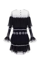 Yanina Demi Couture Embroidered Illusion Neckline Mini Dress