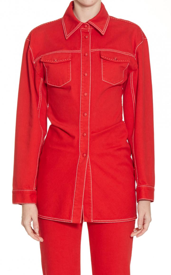 Moda Operandi Off-white C/o Virgil Abloh Denim Contrast-stitched Button-down Size: