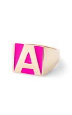 Moda Operandi Alison Lou Superlou Hot Pink Enamel Letter Ring Size: 4.5