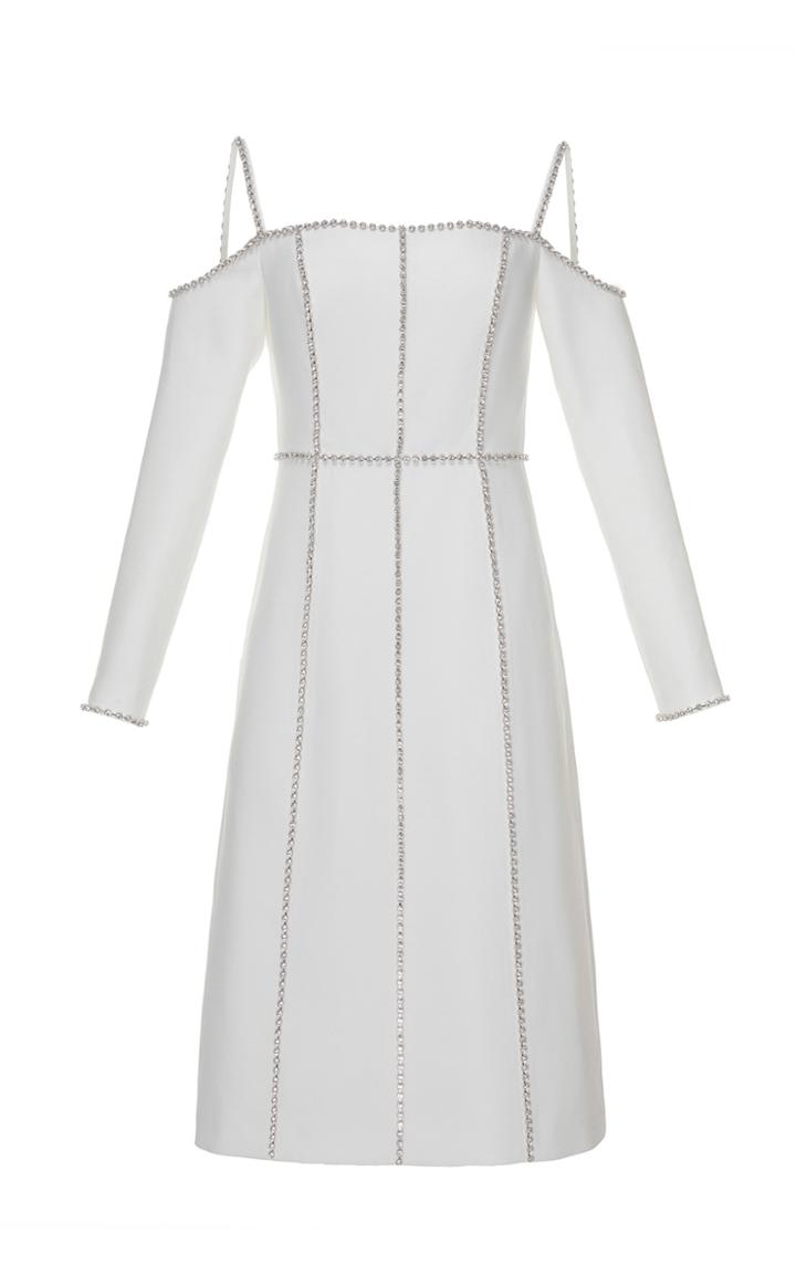 Moda Operandi Huishan Zhang Nova Crystal-trimmed Off-the-shoulder Midi Dress