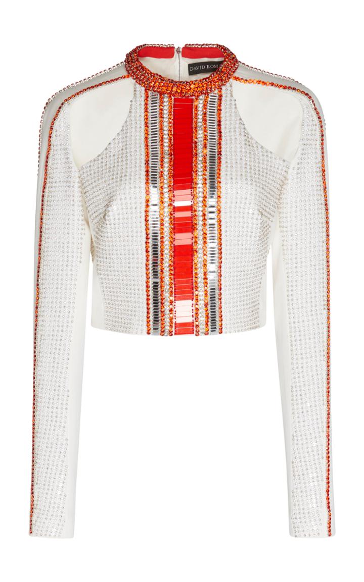David Koma Embroidered Long Sleeve Top