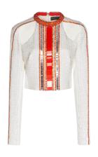 David Koma Embroidered Long Sleeve Top