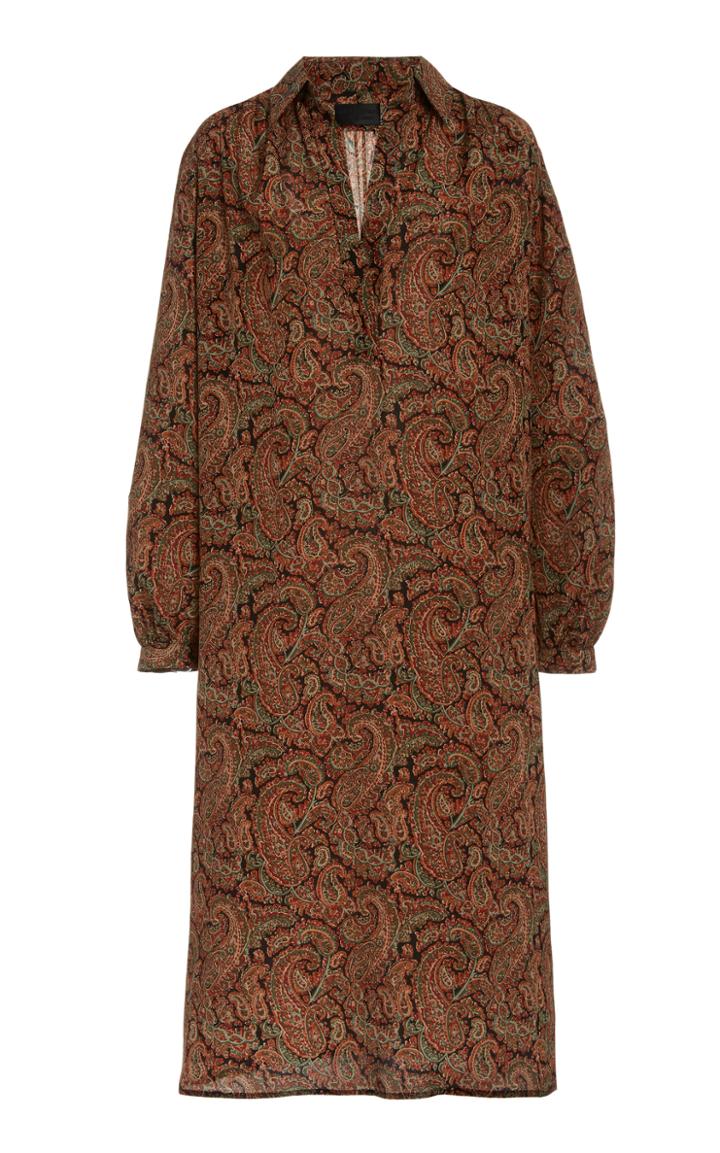 Moda Operandi Nili Lotan Kesia Paisley Silk Midi Shirt Dress