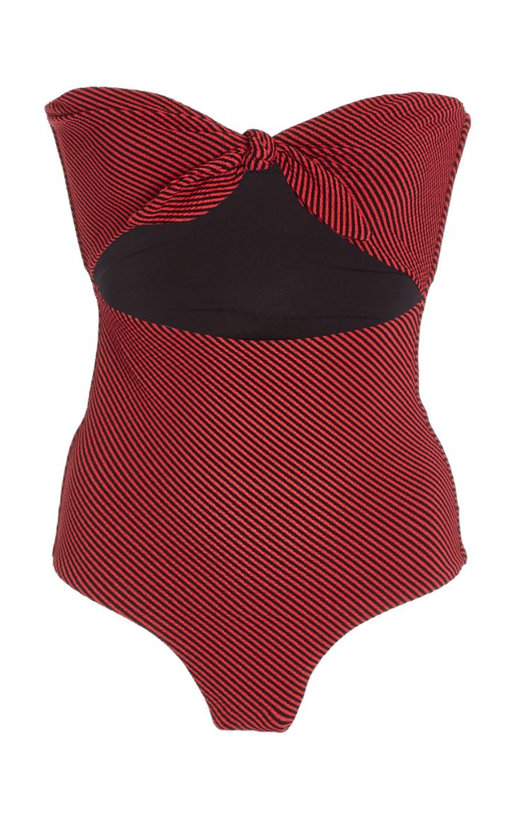Onia Marie Cutout Striped One-piece Swimsuit