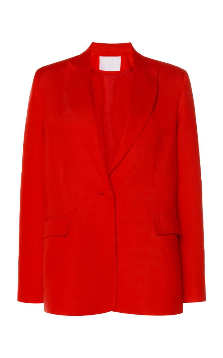 Moda Operandi Costarellos Tailored Linen Jacket With Coordinating Belt Size: 34