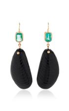 Dezso By Sara Beltrn Shell Onyx Earrings With Emerald Tops