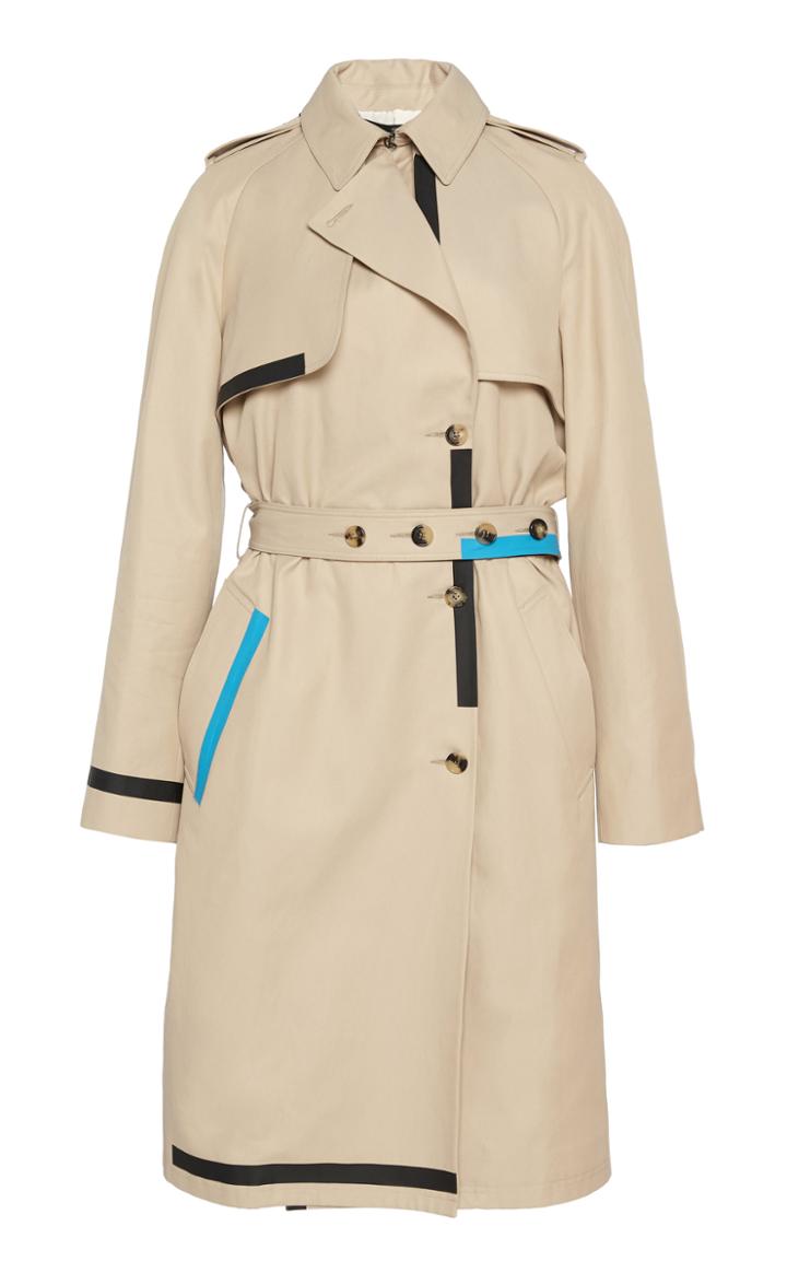 Moda Operandi Rokh Color-trimmed Cotton Trench Coat Size: 32