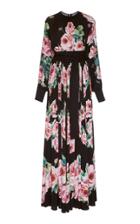 Dolce & Gabbana Rose Print Silk-charmeuse Abaya Dress
