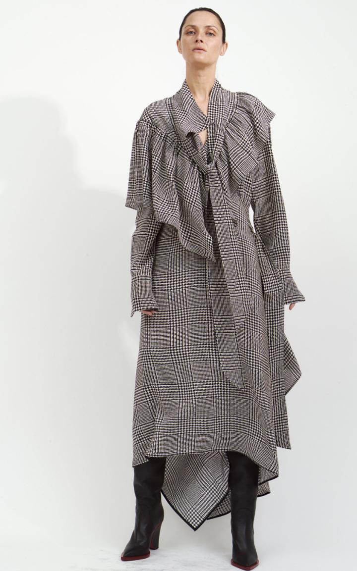 Petar Petrov Ruffled Neck Tie Dress
