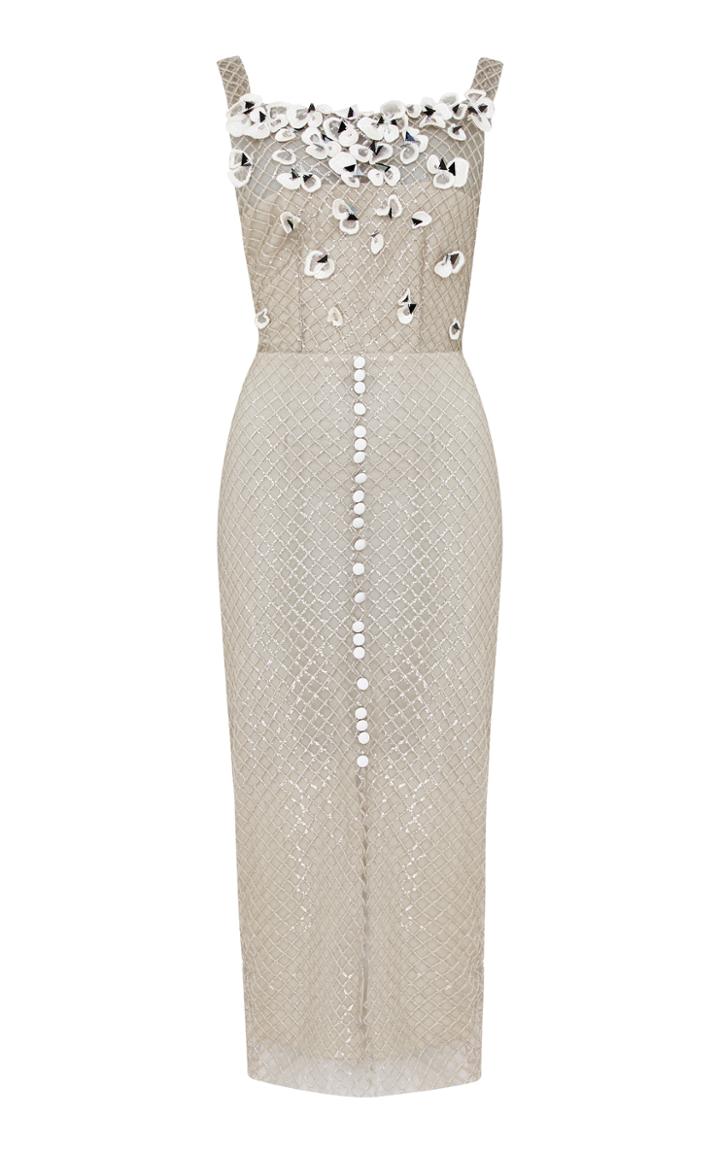 Razan Alazzouni Sequin Embellished Fitted Midi Dress