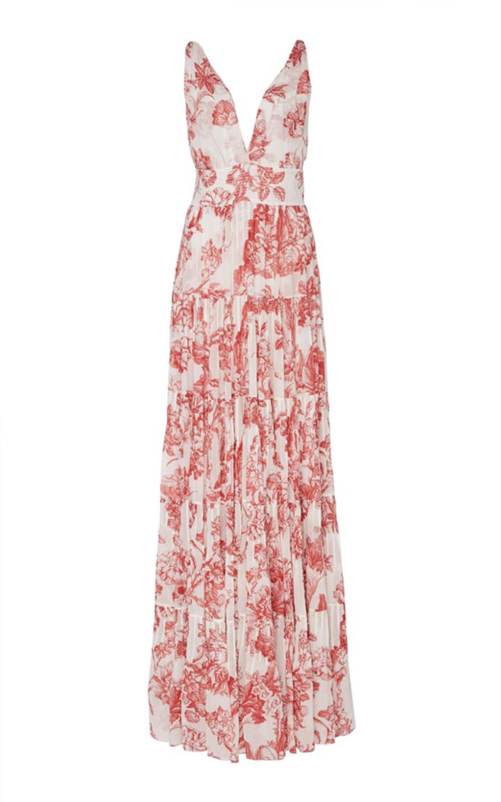 Oscar De La Renta Floral Silk Maxi Dress