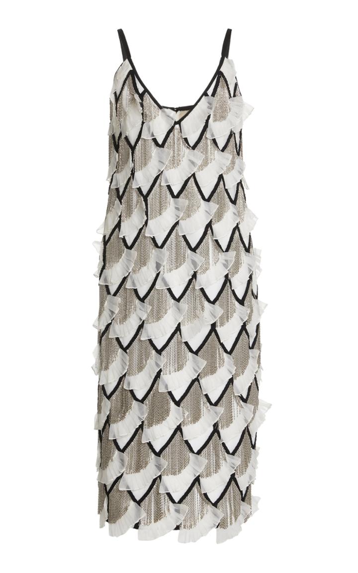 Moda Operandi Carolina Herrera Embroidered Fringe Silk Organza Dress
