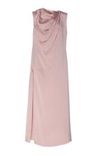 Marina Moscone Draped Satin Midi Dress