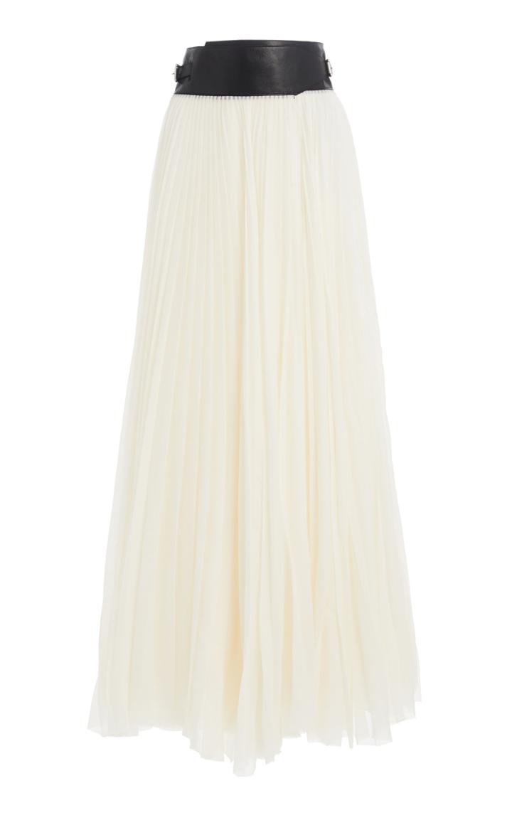 Moda Operandi Gabriela Hearst Bartley Pleated Cotton-silk Voile Midi Wrap Skirt