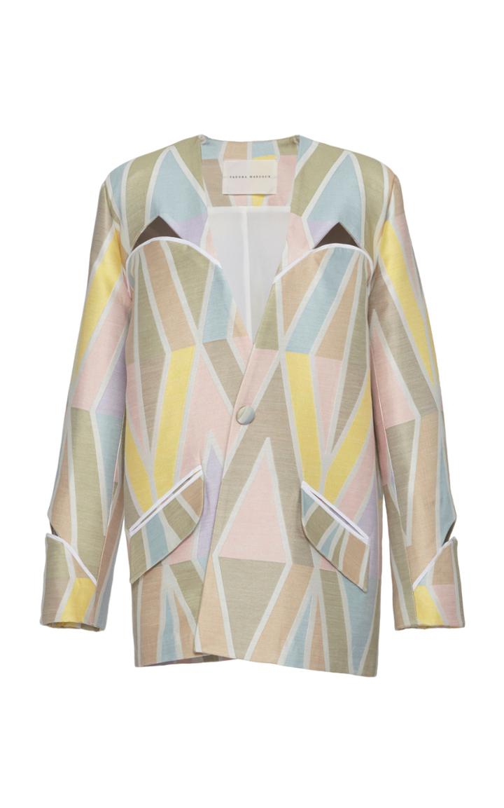 Sandra Mansour Pche Raye Patterned Brocade Jacket