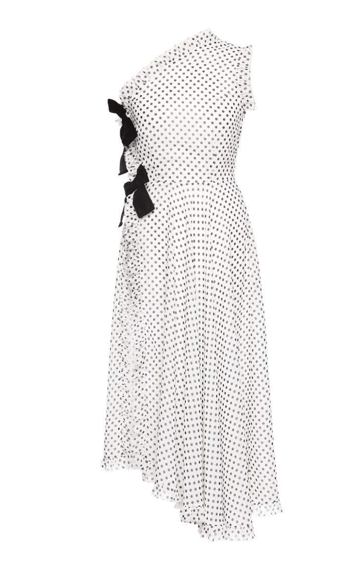 Marianna Senchina One Shoulder Polka Dot Dress