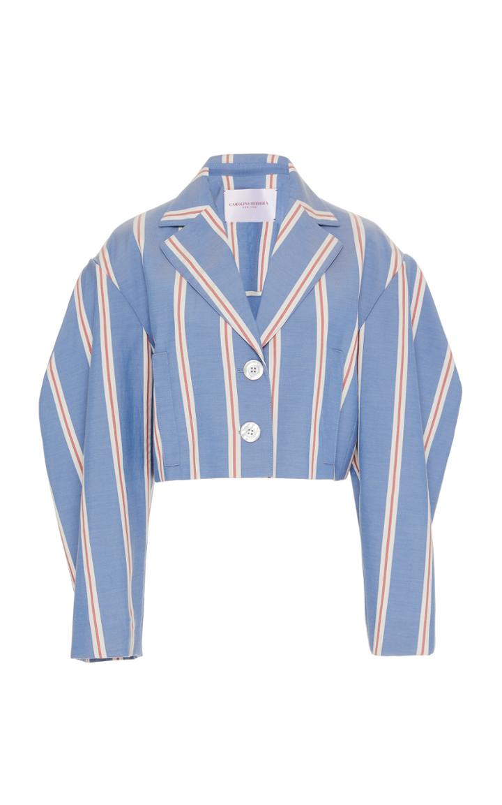 Moda Operandi Carolina Herrera Striped Crepe Cropped Jacket Size: 0