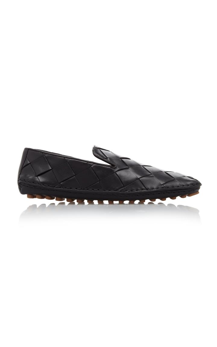 Moda Operandi Bottega Veneta Intrecciato Leather Slippers Size: 40
