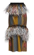 Brock Collection Obfuscation Feather Detail Printed Twill Skirt