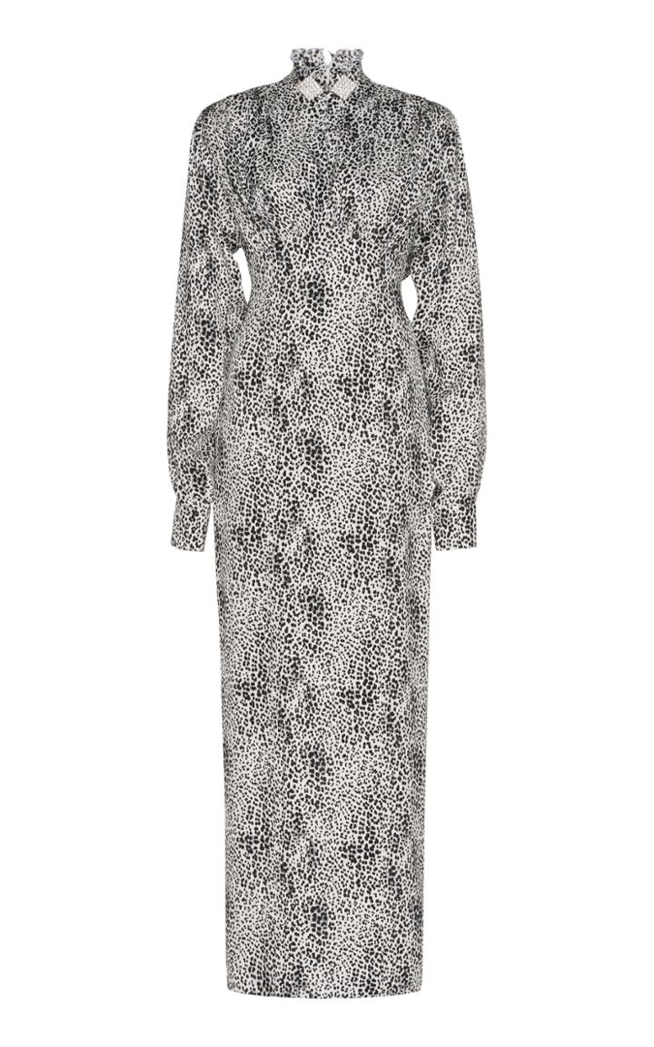 Alessandra Rich Silk Jacquard Leopard Dress