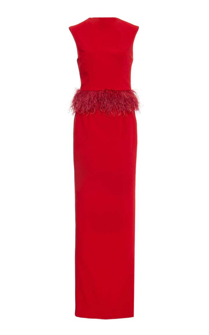 Moda Operandi Rachel Gilbert Jade Feather-embellished Peplum Dress Size: 0