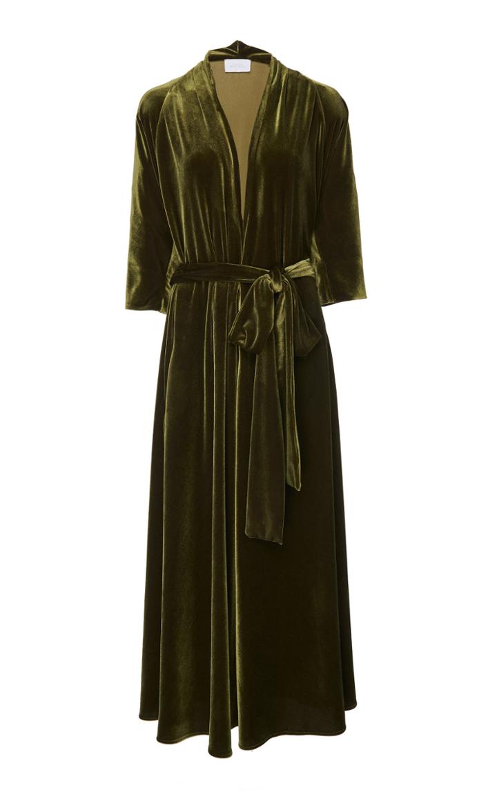 Luisa Beccaria Velvet Wrap Midi Dress