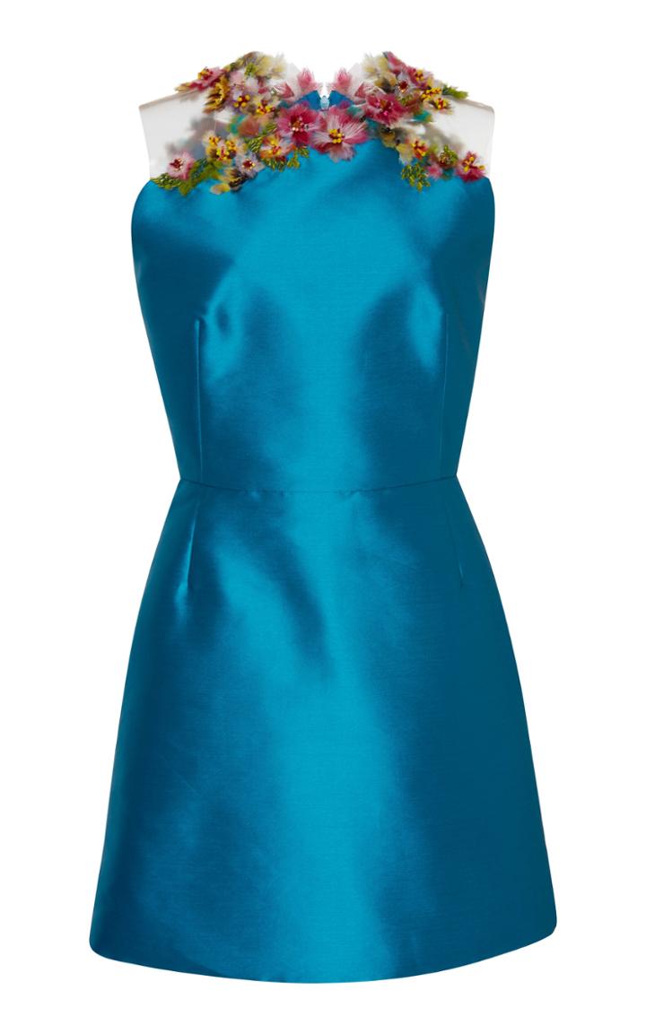Marchesa Embellished Neck Mini Dress