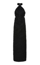 Brandon Maxwell Leopard Fil Coupe Halter Column Gown