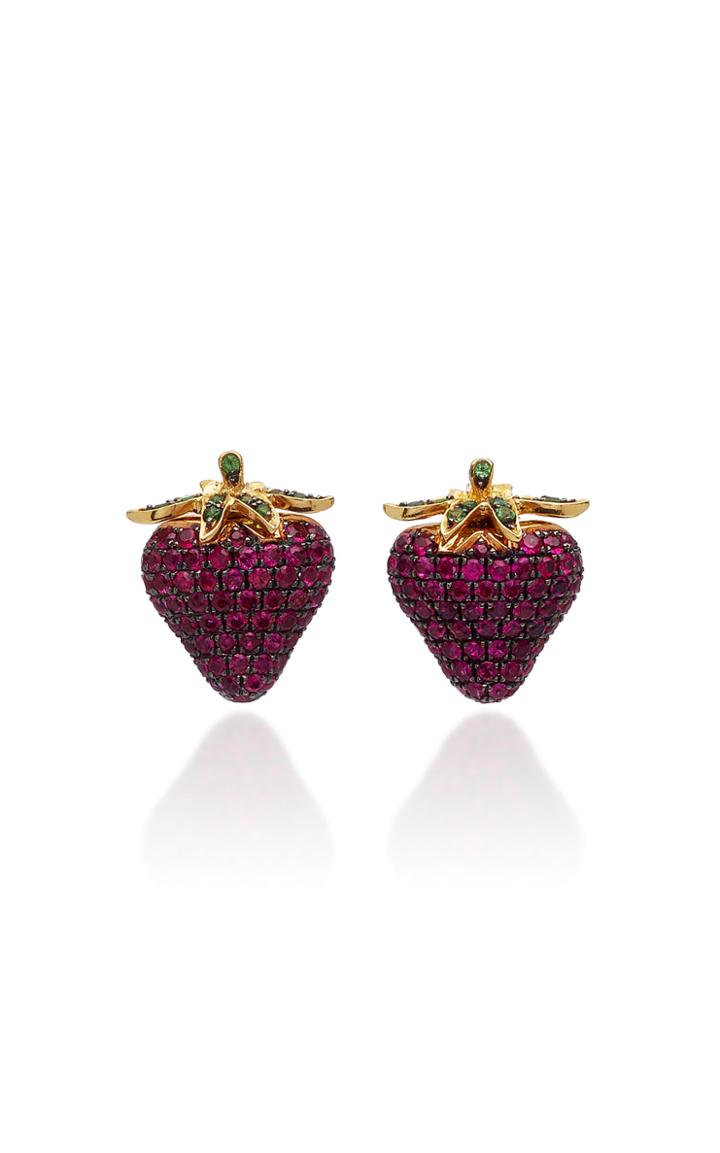 Khai Khai 18k Gold, Ruby, And Tsavorite Earrings