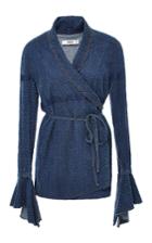 Area Ruffle Sleeve Wrap Top