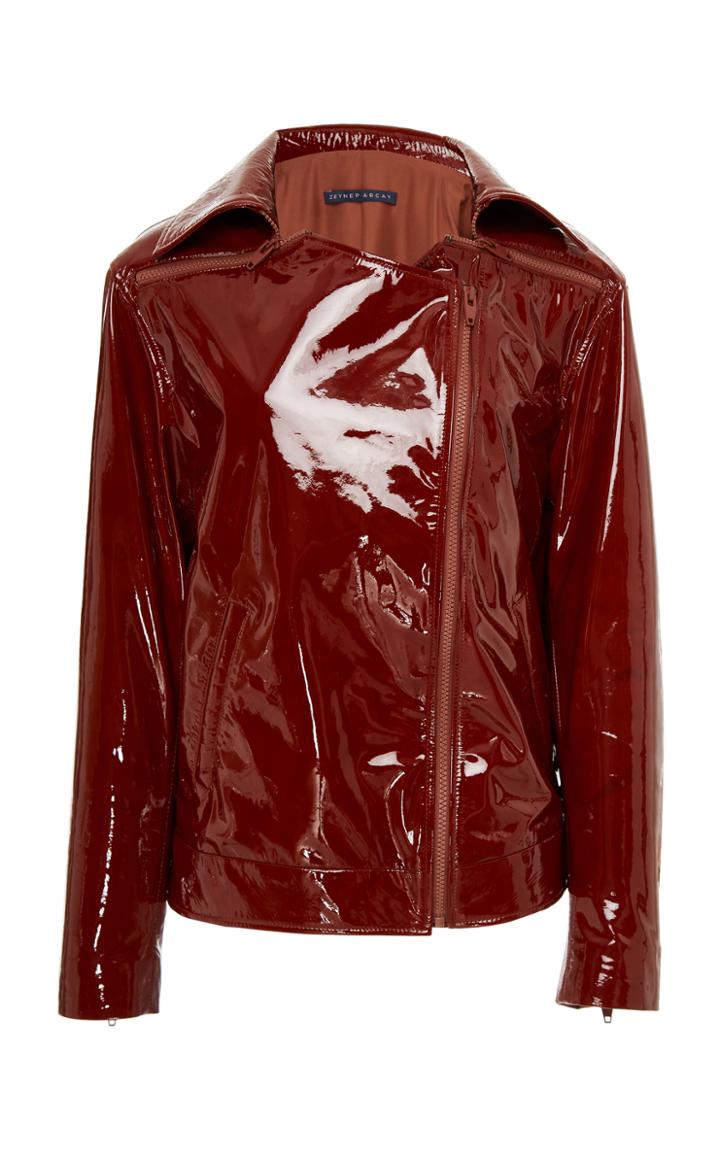 Zeynep Aray Patent Leather Biker Jacket