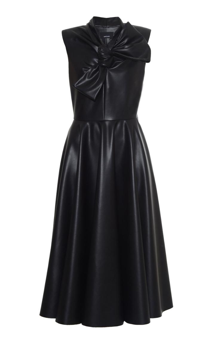 Moda Operandi Anouki Bow Tie Vegan Leather A Line Dress