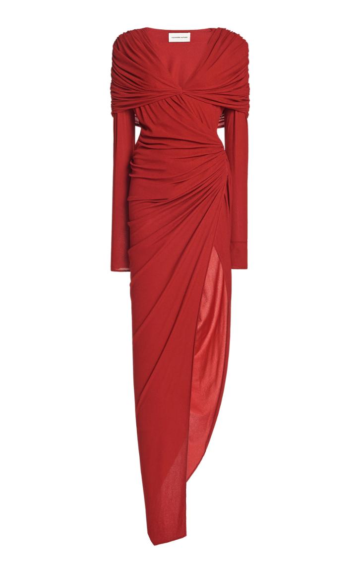 Moda Operandi Alexandre Vauthier Gathered Georgette V-neck Gown