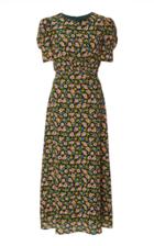 Saloni Bianca Baroque-print Silk Midi Dress Size: 12